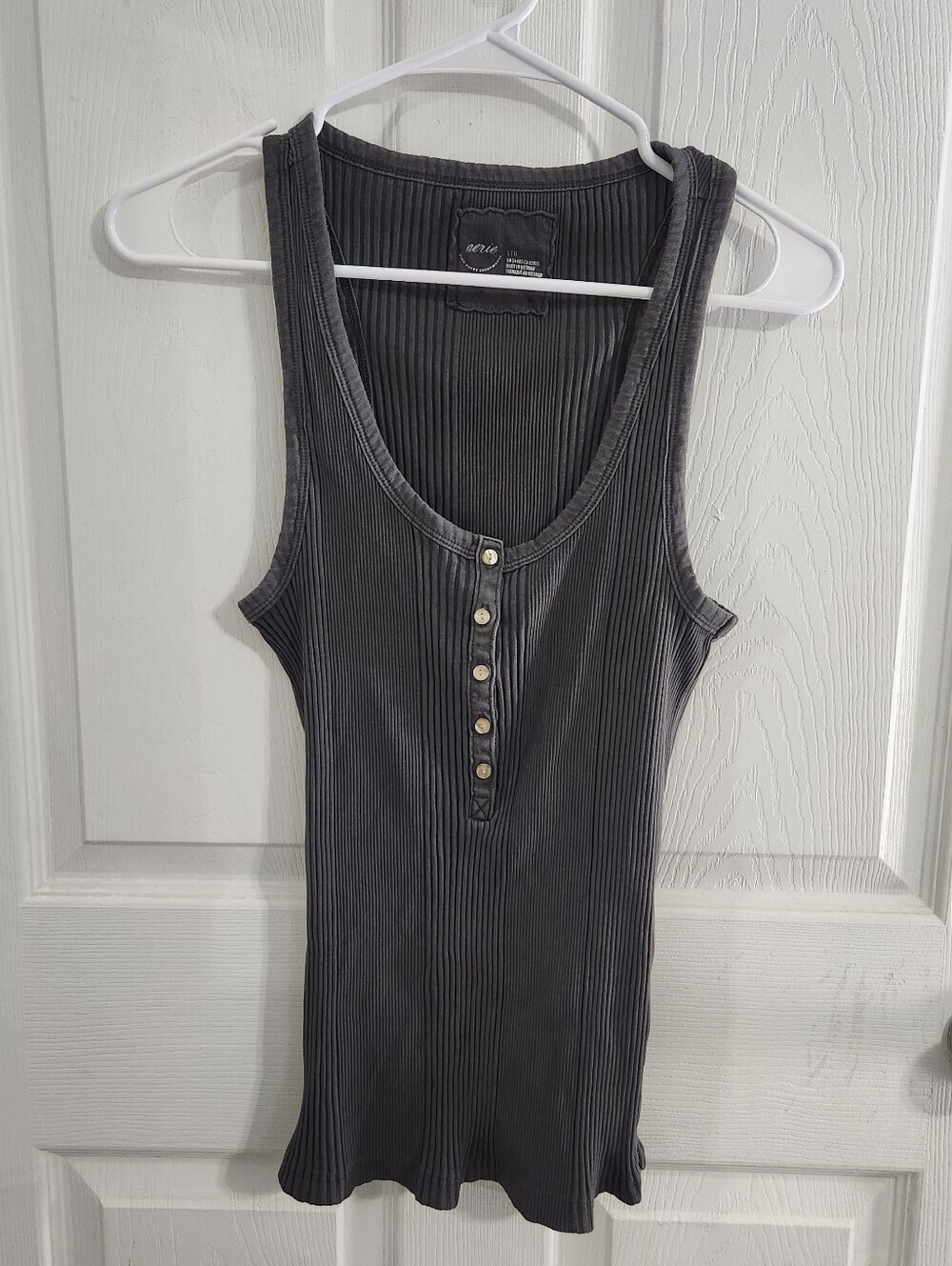 Aerie tank tops set of 2 Large minimalist basic staple stretch black Gray - Picture 7 of 11